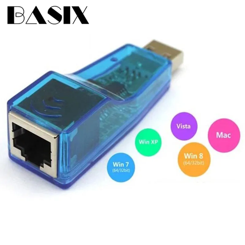 

BASIX USB 1.1 To LAN RJ45 Ethernet 10/100Mbps Network Card Adapter For Win7 Win8 for Android for Tablet PC Blue USB Ethernet