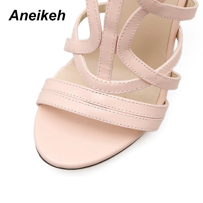 Женские босоножки из искусственной кожи Aneikeh черные абрикосовые сандалии