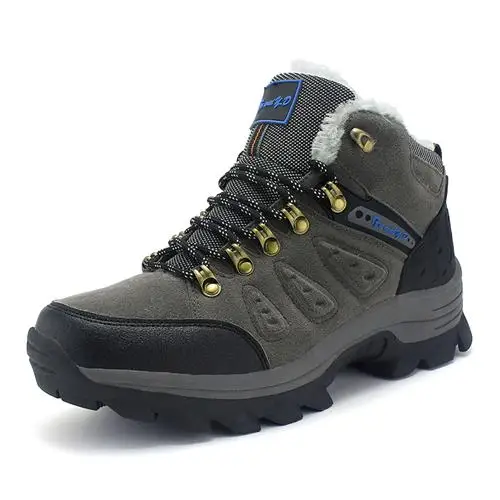 Зимние мужские и женские Треккинговые ботинки для прогулок, бега, треккинга, теплые зимние ботинки для альпинизма, спортивные кроссовки, спортивная нескользящая обувь - Цвет: Gray 3511