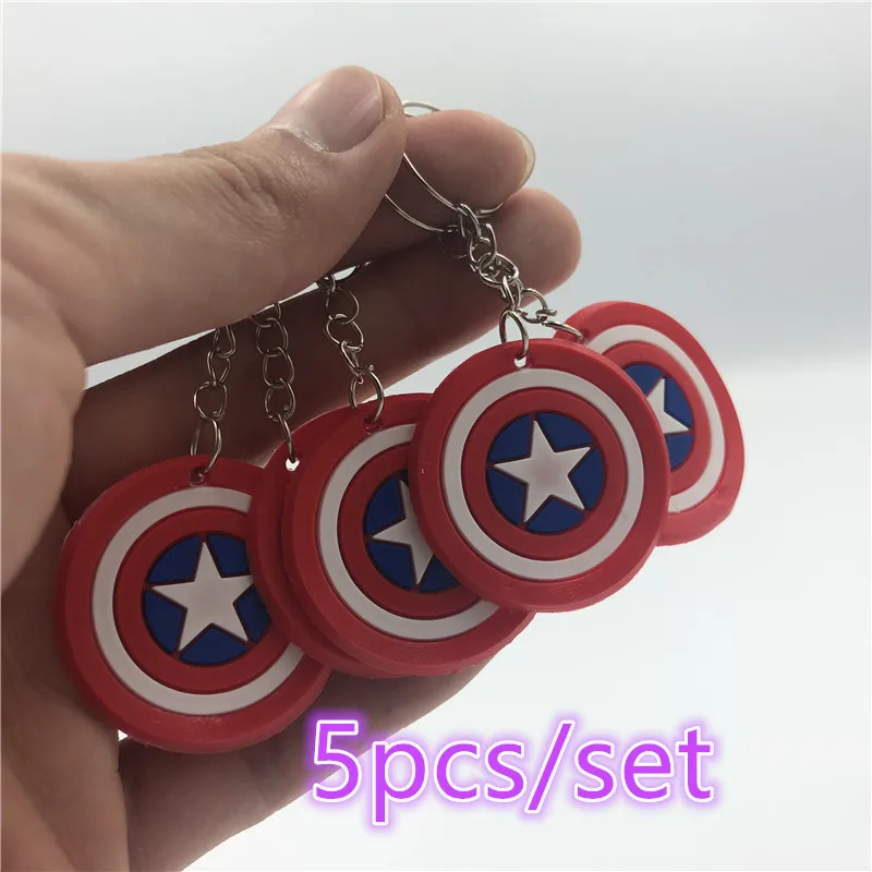 

5pcs/Set Captain America Sytle Shield Key Chain Avengers Endgame Steve Rogers Cosplay Figure KeyChian Prop Halloween Superhero