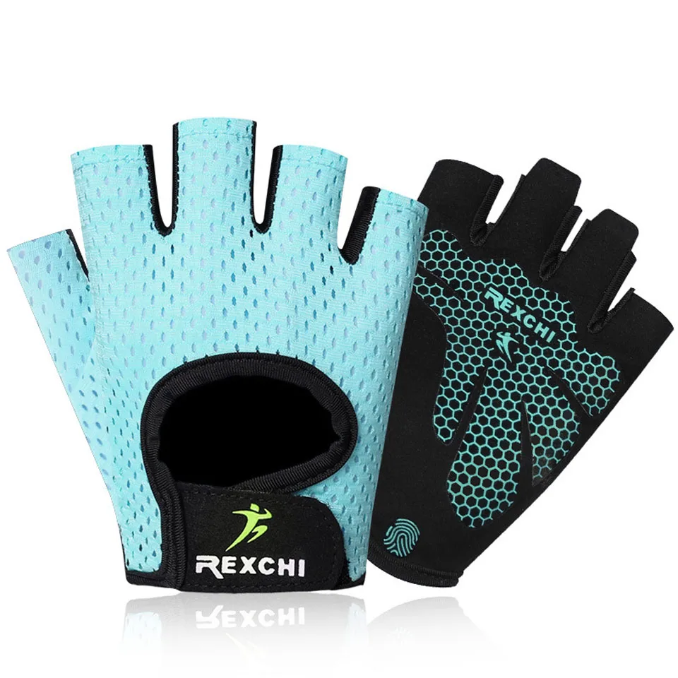 Мужские/женские велосипедные перчатки, велосипедные перчатки с полупальцами для велосипедов, противоскользящие перчатки для тяжелой атлетики, варежки, гантели, перчатки для тренировок - Цвет: Blue XG21