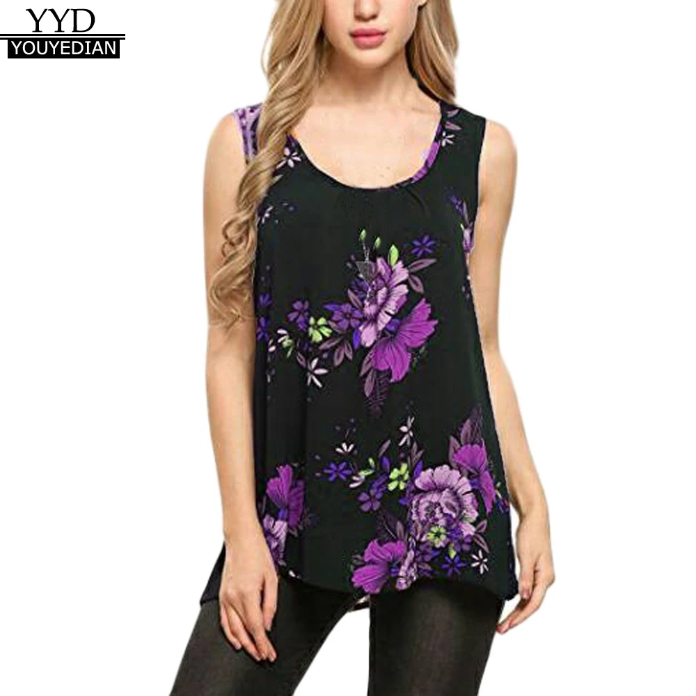 

Plus Size 5XL Summer Tank Tops For Women 2018 Streetwear Floral Print O Neck Sleeveless Top Casual T Shirt Clothes Women