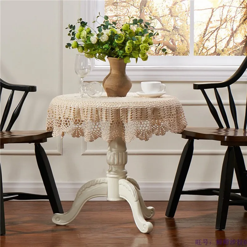 

Crochet Round Tablecloth Lace Elegant Doilies Handmade Vintage Crochet Beige 90cm (35inches)