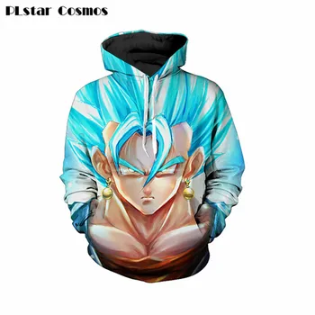 

PLstar Cosmos Newest Anime Dragon Ball Z Super Saiyan 3D Hoodie Goku/Vegeta Pullovers Women Men Long Sleeve Outerwear Hoodies