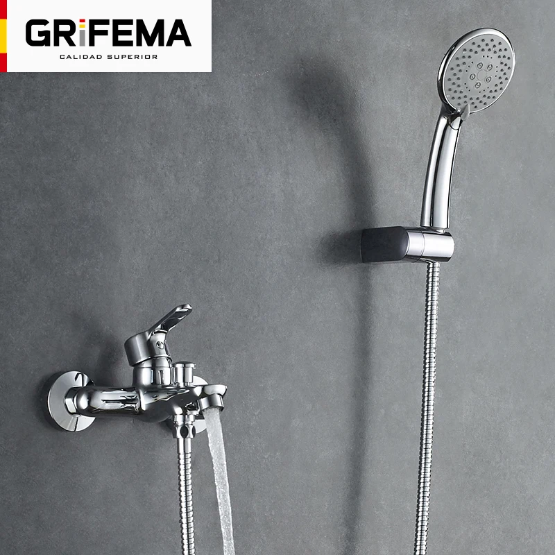 GRIFEMA PORTO G13003 смеситель для душа с 1 5 м душевым шлангом ручной душ и держатель