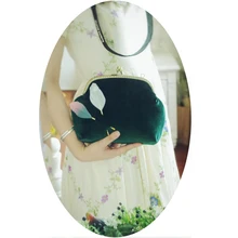 Unique Bags Vintage Handmade Bags With Antique Feather Quills Velour Fabric 2 Color Brown & Green Top-Handle Bags Fashion Women