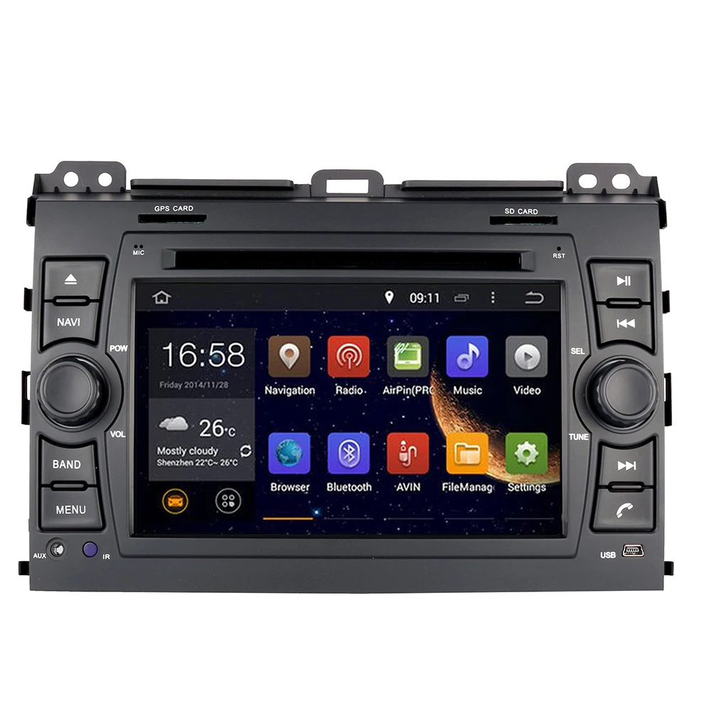 Discount Android 9.0 Car GPS Navigation DVD Player for Toyota Land Cruiser Prado 120 2002-2009/ Lexus GX470 Tesla Style 7" IPS Screen 0