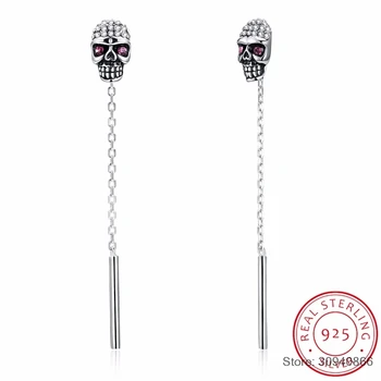 

SMTCAT Crystal From 925 Sterling Silver Skull Retro Crystal drop Earrings Bohemian Luxury Weird for Women