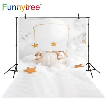 

Funnytree backdrops for photography studio hot air balloon cloud sky stars for children professional background photobooth