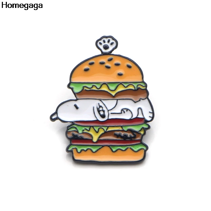 Homegaga мультфильм гамбургер собака цинк галстук булавки значки para рубашка сумка Одежда Кепка рюкзак броши для обуви для значков медалей D1913