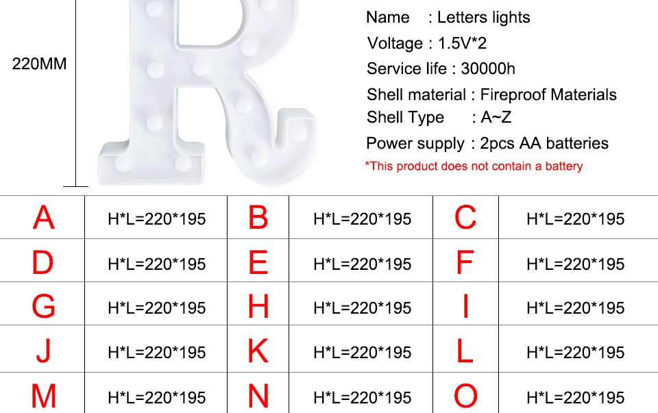 A-Z Alphabet Letter 3D LED Table Light Symbol Indoor Decoration Chirstmas Wedding Party Marquee Sign Romantic Display wall lamp (6)