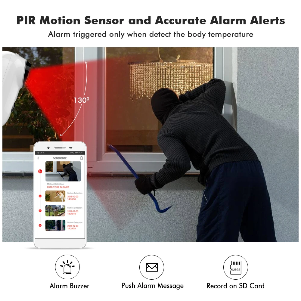  1080P WIFI Battery Camera IP Outdoor Rechargeable Wireless IP Camera PIR Waterproof Motion Detect A