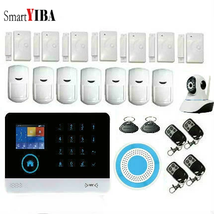 

SmartYIBA Wireless WIFI IP Camera Magnet PIR Sensor Wireless Siren Home Alarm System APP RFID Remote Control Alarm Sensor Kits