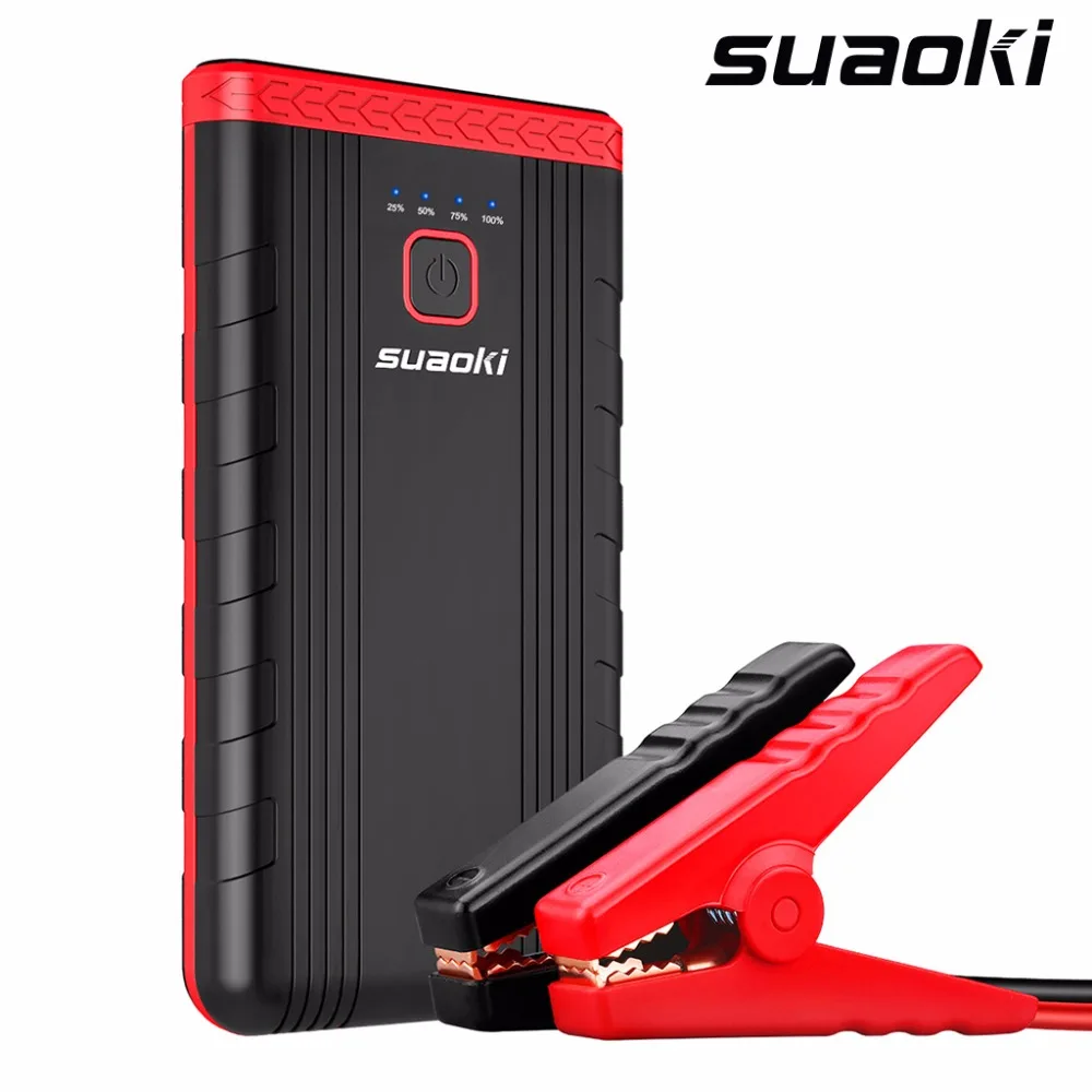Suaoki U3 8000 Мах пиков 400A Портативный скачок стартер автомобильный Батарея Booster и телефон Зарядное устройство интеллигентая(ый) зажимы с светодиодный фонарик
