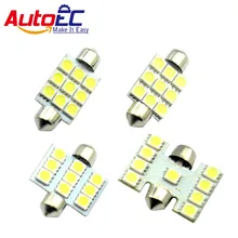 AutoEC 100x гирлянда 5050 9smd Подсветка багажника лампа мощностью 31/36/39/41 мм Автомобильная лампочка# LK09