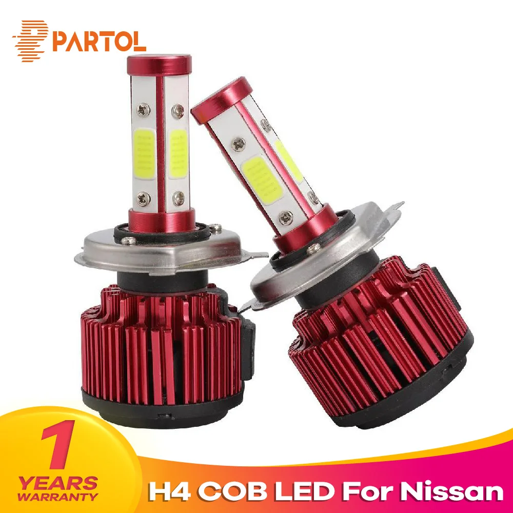 Partol X6 H4 Hi Lo Beam Car LED Headlight Bulbs 100W LED 4 Side COB Chips Auto LED Lamp Light