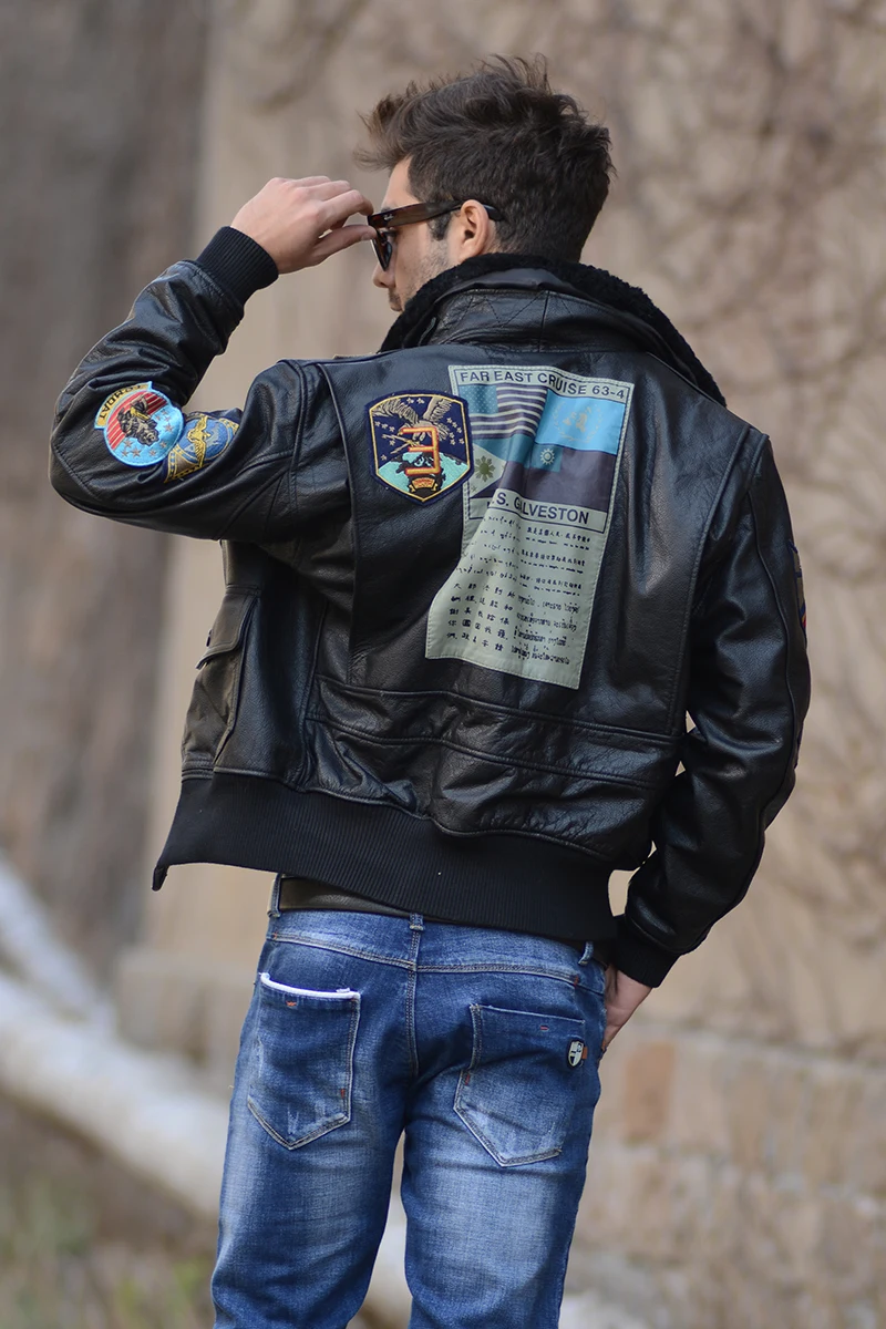 Фабрика новая мужская классическая натуральная кожа мотоциклетная кожаная куртка том круиз Топ пистолет ВВС jaqueta de couro