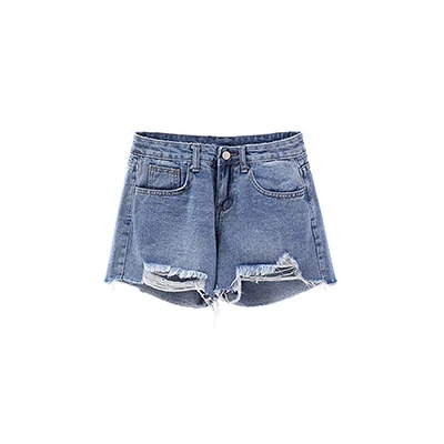 Весенне-летние модные джинсовые женские джинсовые шорты со средней талией для девочек - Цвет: Синий