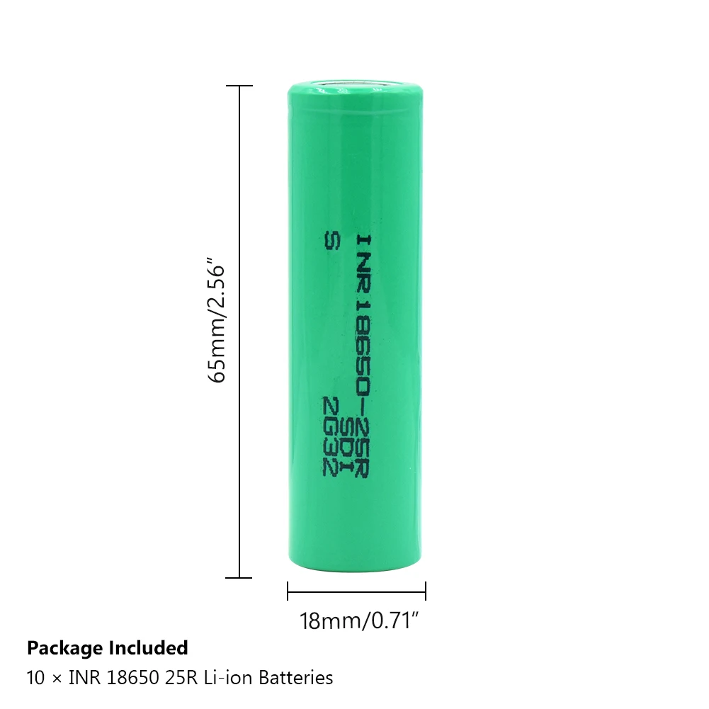 INR 18650 25R батарея 2500mAh перезаряжаемая 20A литиевая непрерывная разрядка выделенная