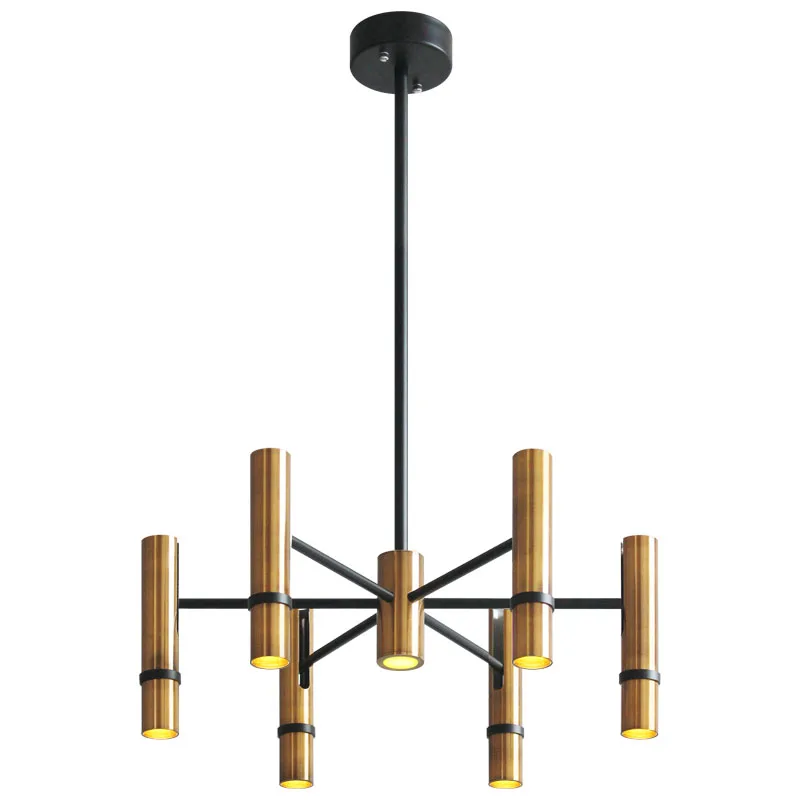 

Nordic post-Modern living room pendant lights creative bedroom pendant lamp iron steam tube restaurant gold cylinder