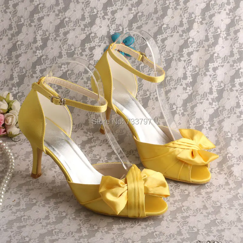 yellow heels with bow