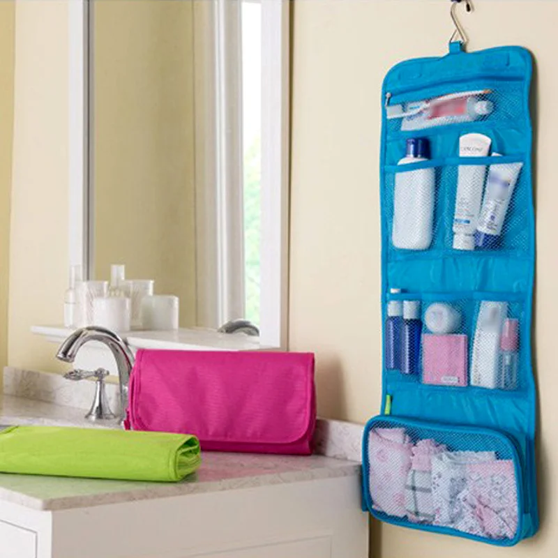 

Bathroom Storage Bag Makeup Storage Case Waterproof Travel Toiletry Wash Cosmetic Hanging Bag Mesh Pouch Shampoo Holder Canvas
