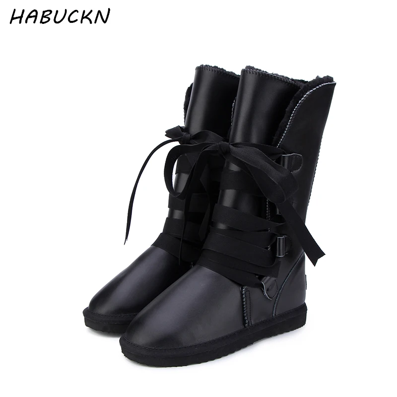 Vache chocolate Long Black Femmes Mujer Habuckn Véritable sand Neige De Imperméables Australie Fourrure Cuir En Classique D'hiver chestnut Bottes gray purple Peau Botas qTTaRg0v