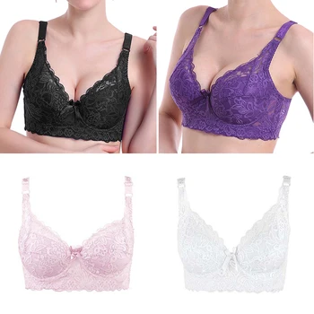 

Fashion Women Lace Bra Push up Underwear 3/4 Cup Ladies Deep V Neck Sexy Lingerie Brassiere