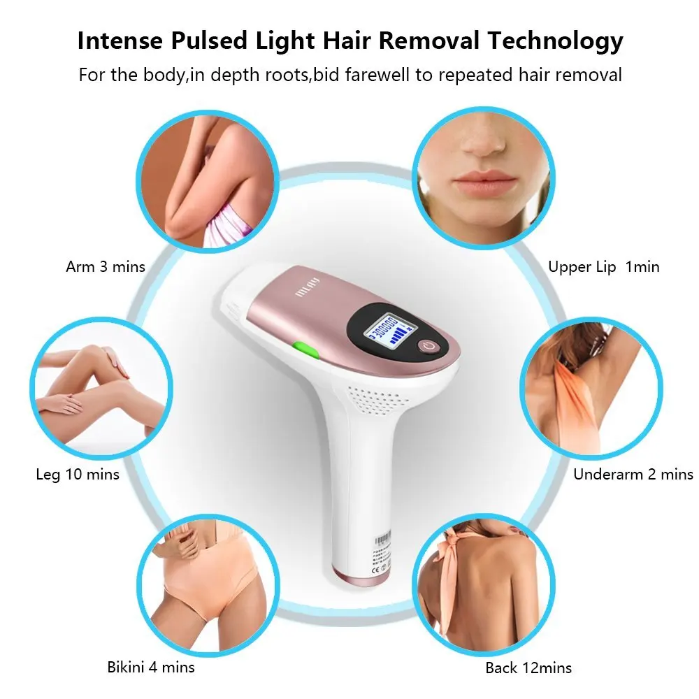 IPL лазерная машинка для удаления волос для женщин, лица, тела, бикини, подмышек, удаление волос с двойными 300000 снимками, постоянный безболезненный эпилятор
