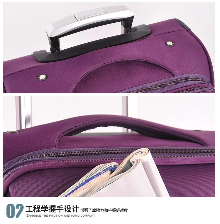 ZYJ Fabric Business Travel Airplane Rolling Luggages Men Women Suitcase Clothing Carry On Trolley Soft Luggage (10)