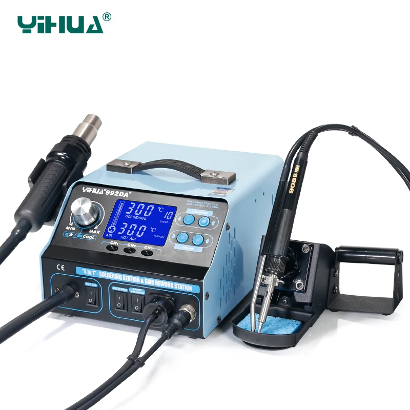 YIHUA 992DA+ 3 In 1 Hot Air Rework Soldering Iron Station Smoke Vacuum BGA Soldering Station YIHUA 992DA+ 3 In 1 Hot Air Rework Soldering Iron Station Smoke Vacuum BGA Soldering Station