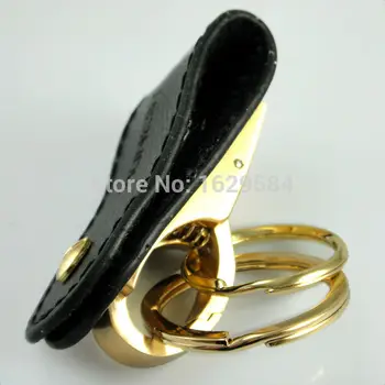 

5x NEW Leather Belt Buckle Clip 2 Loops Golden Keychain Key Chain Ring freeing shipping