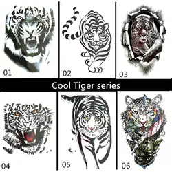 Красмвый Тигр временные татуировки наклейки новые классные черное боди-арт 6 видов стилей человек tattoos флэш тату паста макияж мужчины