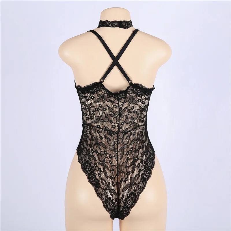 Womens Jumpsuits Lace Appliques Summer Hot Sale Sexy Camisoles With Neckerchief Black Polyester Intimates Free Shipping