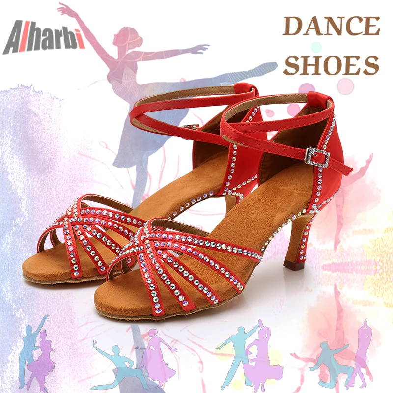 

Alharb New Latin Dance Shoes For Women Girls Tango Salsa Ballroom Dance High Heels soft Dancing Shoes 7cm Ballroom Dance shoes