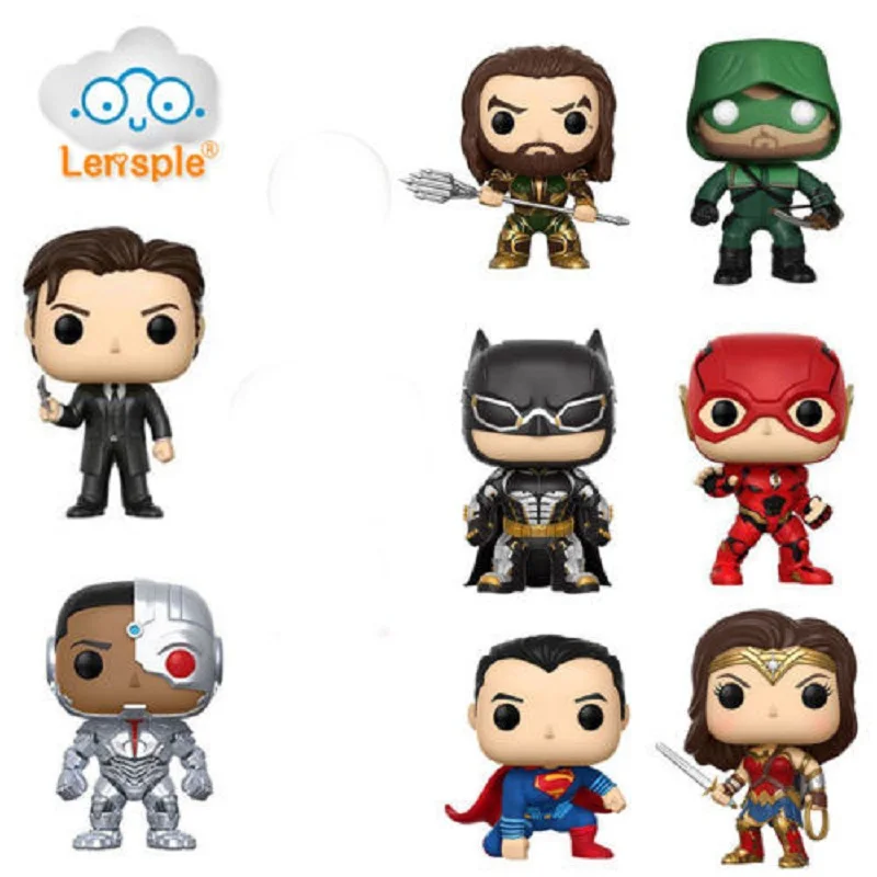 

Lensple NEW 10cm Super Hero Batman Flash Cyborg Superman Aquaman Arrow action figure Toys Fit Car Decoration