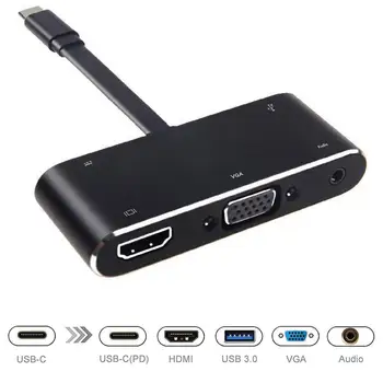 

USB Type C HUB Audio With 4K HDMI VGA USB 3.0 for Samsung Galaxy S8 S8 Plus Note 8 Huawei P20 Mate 10 MacBook Pro