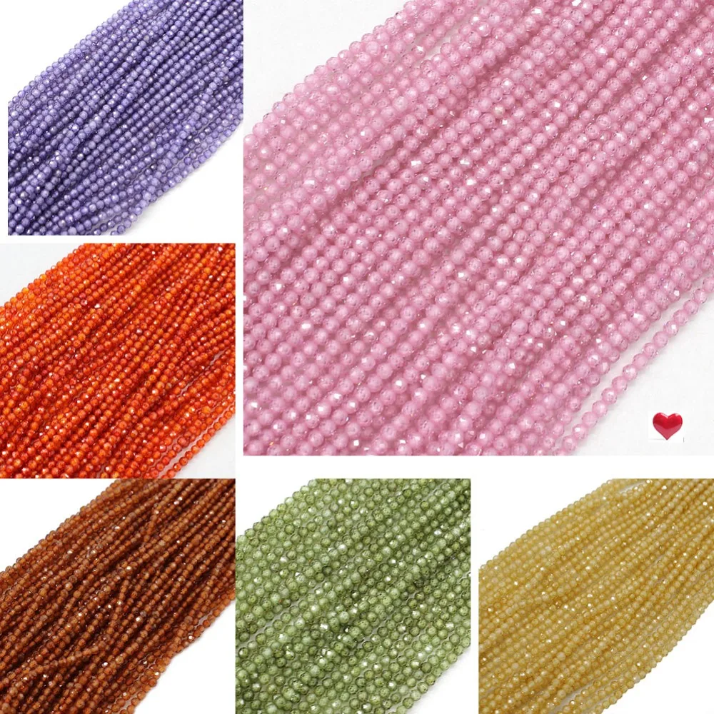 

Natural faceted Round Zircon beads Birthday quartz Cubic Zircon gemstone Beads For Jewelry Making 2mm 15 inch/lot