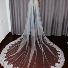 Соборная свадебная вуаль оптом/в розницу кружевная кромка 3 м длинная кружевная свадебная вуаль/свадебные аксессуары/головной вуаль