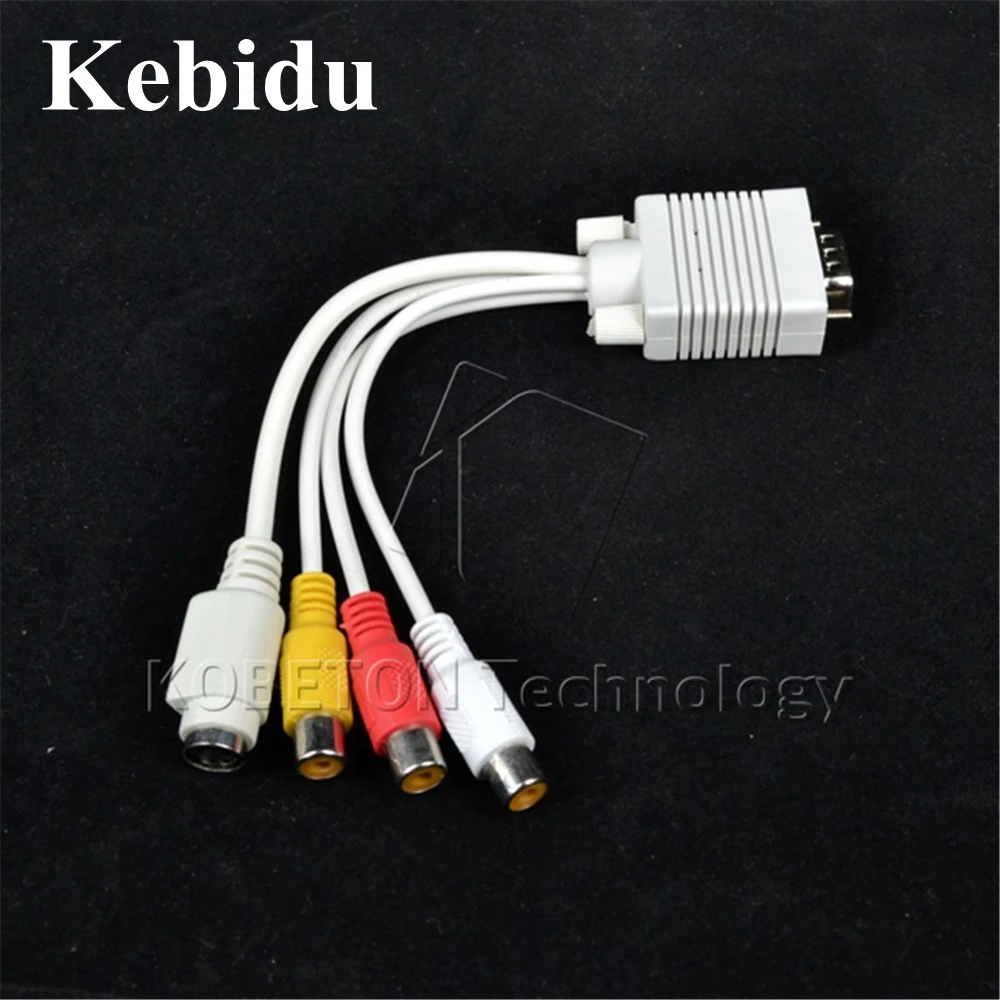 

kebidu VGA to S-Video 3RCA Male to Female for PC Laptop HDTV TV AV Out Converter Cable Adapter Wholesale