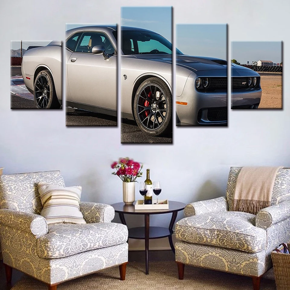 Canvas Paintings Living Room Printed Home Decor Silver Grey Luxury