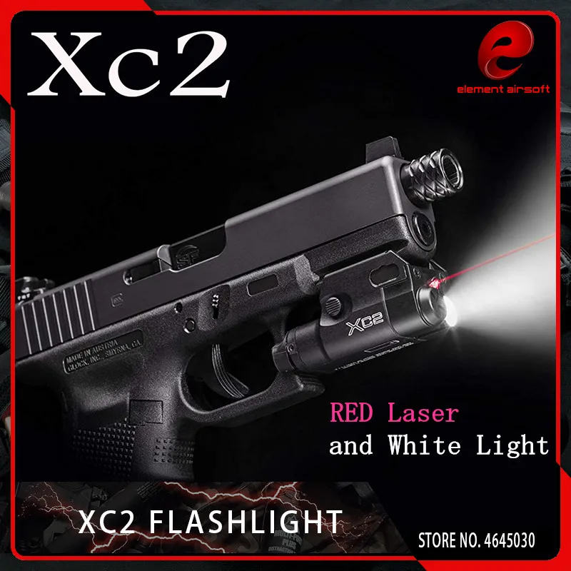 

Element Airsoft Tactical XC2 Ultra Red Dot Laser Compact Pistol Flashlight Combo LED MINI White Light 200 Lumens Waterproof