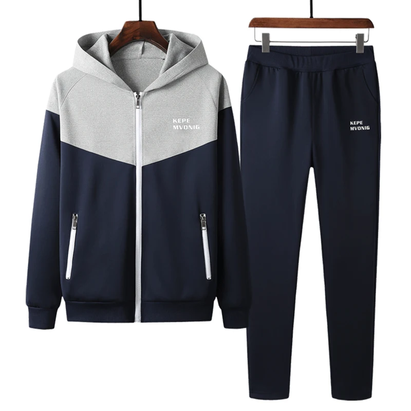 

Sportsuits Set Men Fashion Autumn Sporting Suit Zipper Sweatshirt+Sweatpants Mens Clothing 2 Pieces Sets Slim Hoody Tracksuit