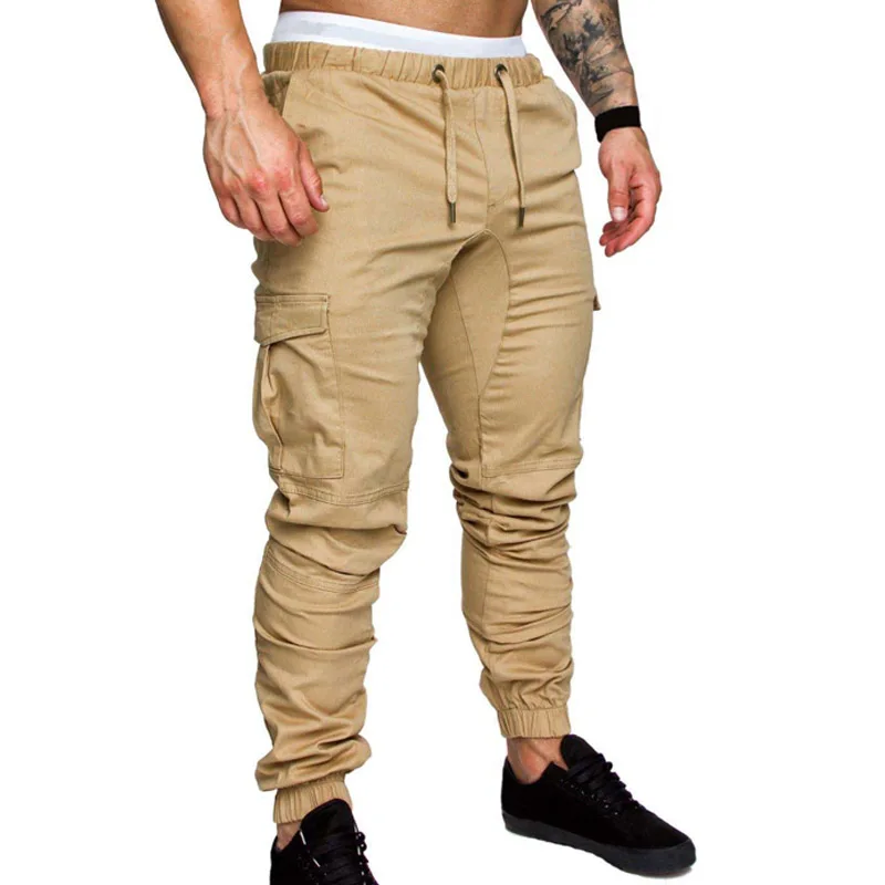 2019 New Trousers Men Full Length Solid Streetwear Pants Men Plus Size M-4XL Pockets Casual Men Pants Comfort Mens Joggers Pants