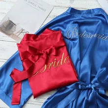 Free Shipping 5pcs lot Unique Custom Embroidery logo Party gifts Personalized Bride Bridesmaid Satin Robes wedding