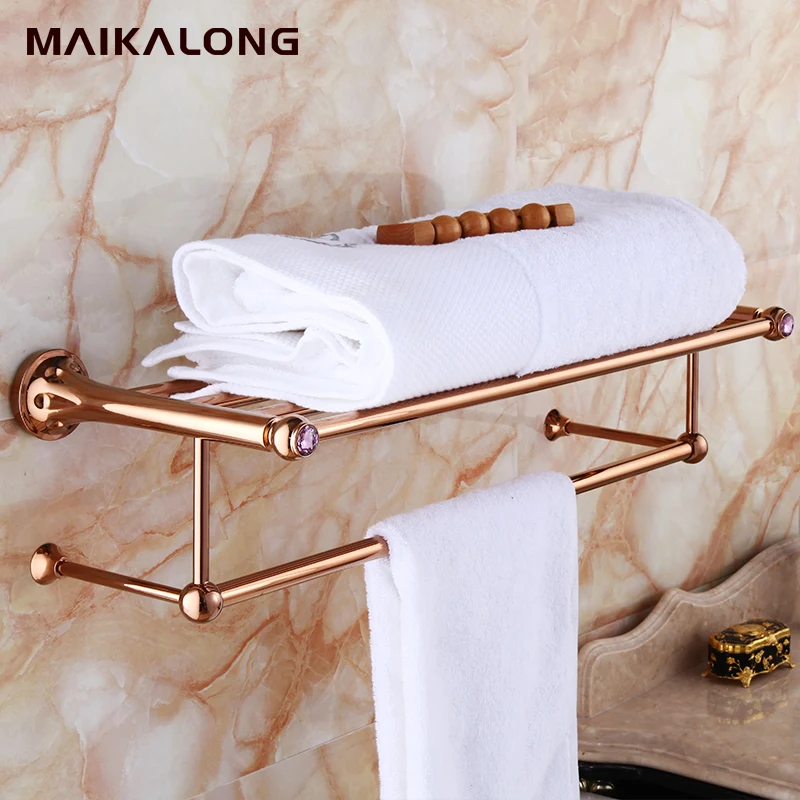 NO88908.rose gold.Antique Bronze Polished Bathroom Towel Shelf Wall
