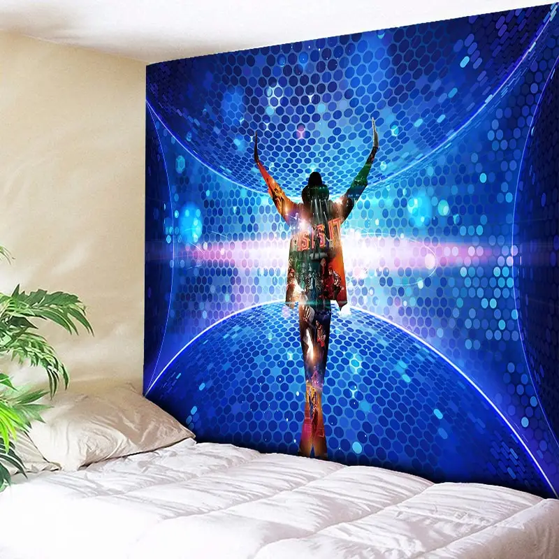 Music Bar Michael Jackson Decorative Tapestry Living Room Wall Hanging Tapestries Boho Bedroom Wall Carpet Blanket Blue 3 Size