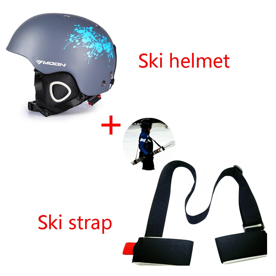 

123004 Ski Strap + Ski helmet Skiing Helmet Hat Autumn and Winter Adult Male Women Skiing Snow Sports Saftly Helmets