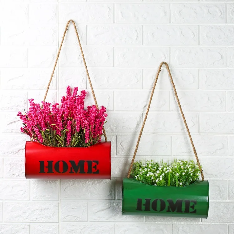 Free Shipping! Pastoral Style Metal Wall Flower Pot Artificial Bonsai