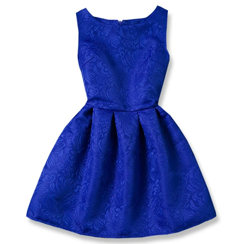 

Summer Pure Color Dress for Girl A-line Princess Blue Red Children's clothes 6 12T Teens Causal School Girls Vestido Infantil